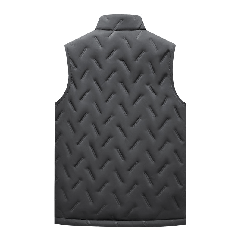 Warm casual male lambswool vest with stand collar, soft cashmere lining, and stylish zipper closure, perfect for daily wear.